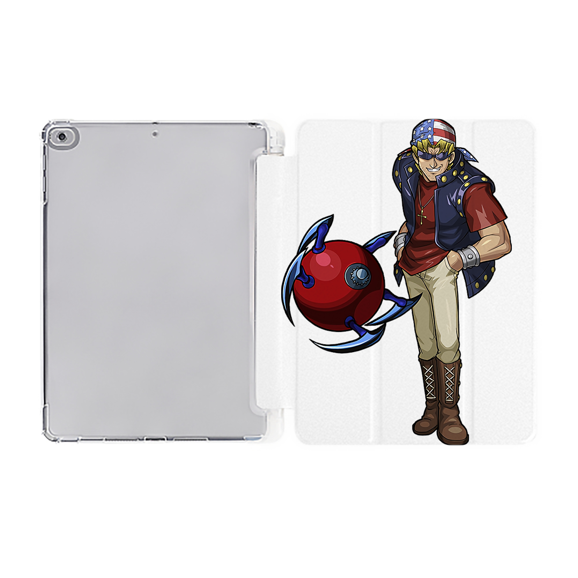 （画像用） 遊☆戯☆王 Yu-Gi-Oh! IPad ケース ペン収納付き 三つ折りスタンド PUレザー×シリコン 対応機種9.5/10.5/10.9インチ